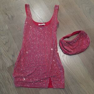 Red Sequin Mini Dress with Matching Headband